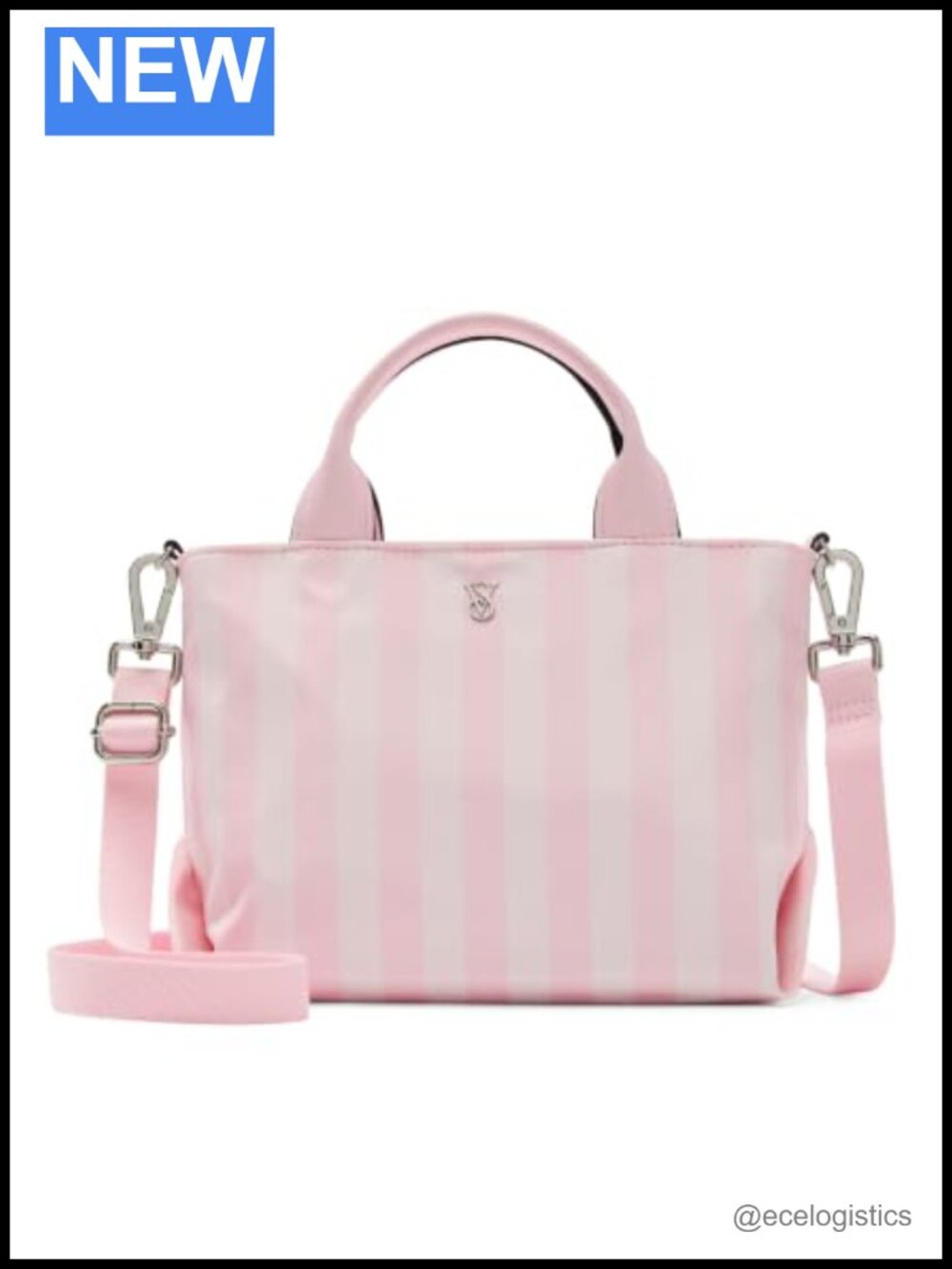 Mini Crossbody Tote Bag with Heritage Stripe Design Faux Leather